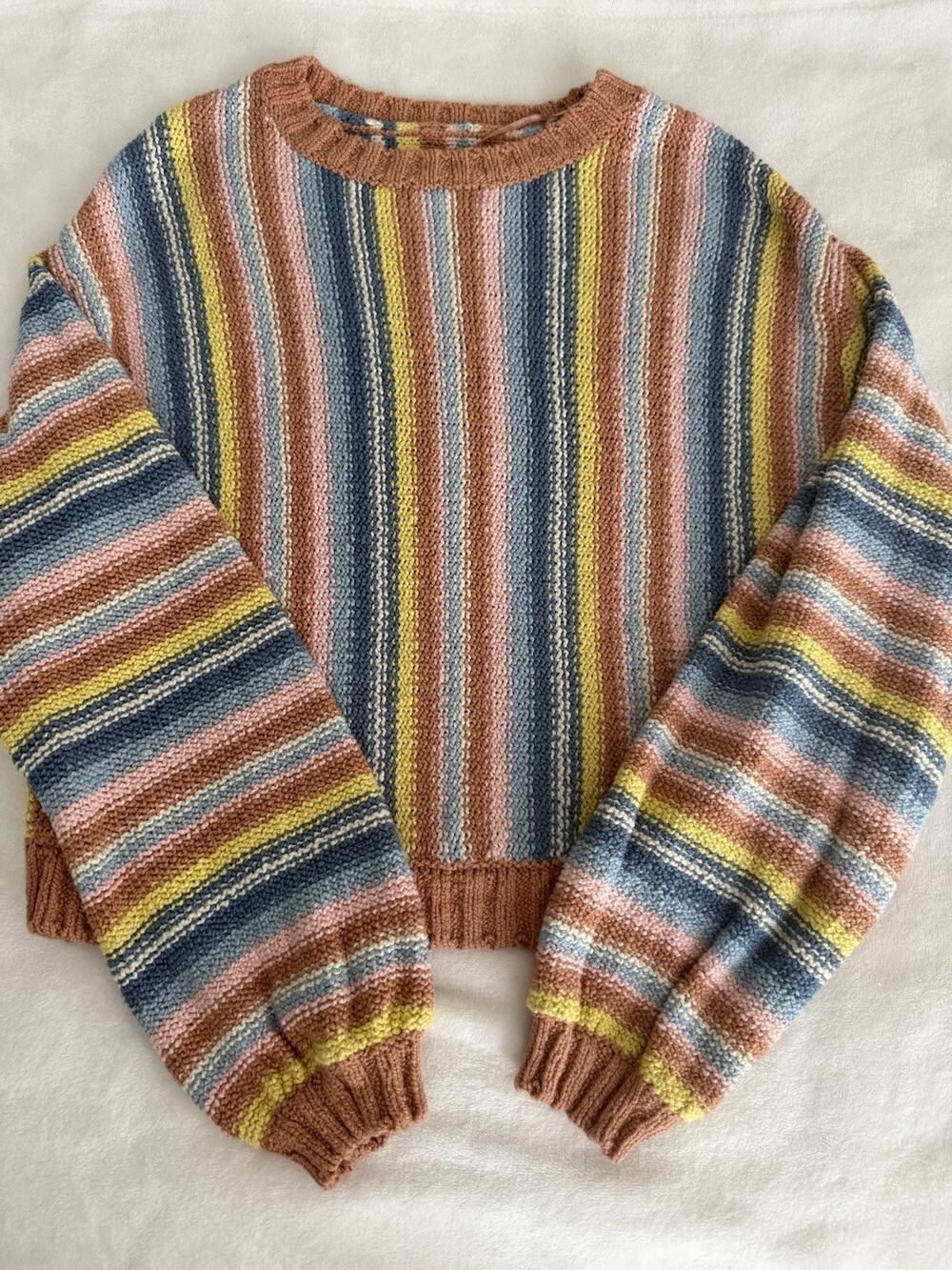 Billabong Women’s Small Multicolor Striped Cropped Crewneck Knit Pullover